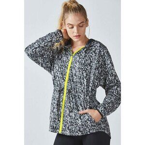 Fabletics Siena Hooded Lightweight Windbreaker Tonal Confetti Print Sz XS